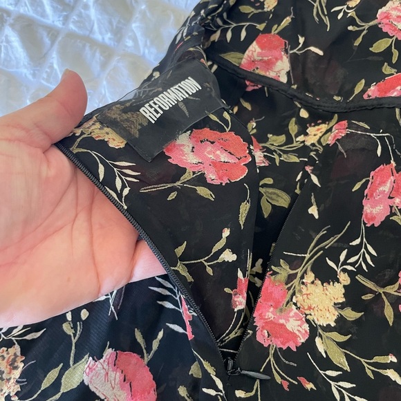 Reformation Black Jumpsuit with Pink Floral Design - Picture 9 of 10